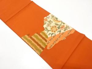 アンティーク　花唐草模様織り出し袋帯（材料）